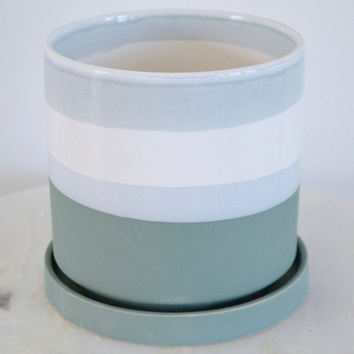 Blue Green 7 Inch Plant Pot with Drainage