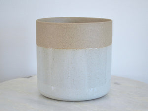two tone sand and white planter